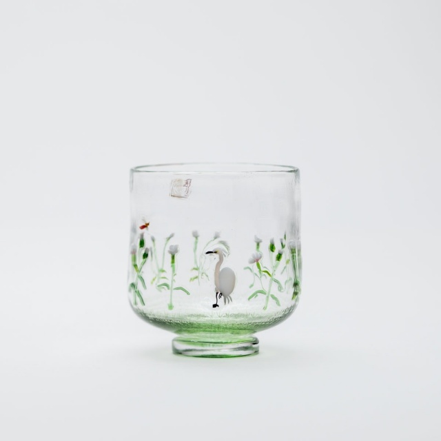 商品写真：sake cup「鷺と撫子」a