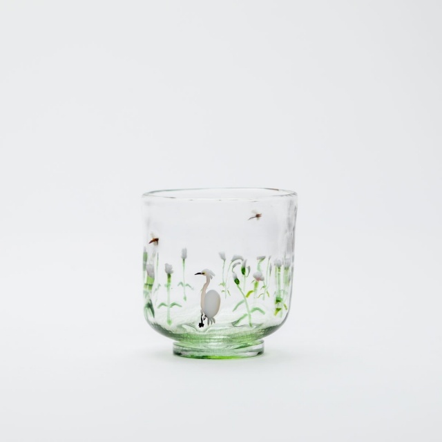 商品写真：sake cup「鷺と撫子」b