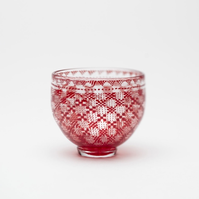 商品写真：sake cup「茜小紋」
